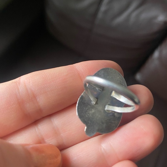 Navajo sterling coral and turquoise ring size 8.5 - Picture 2 of 2